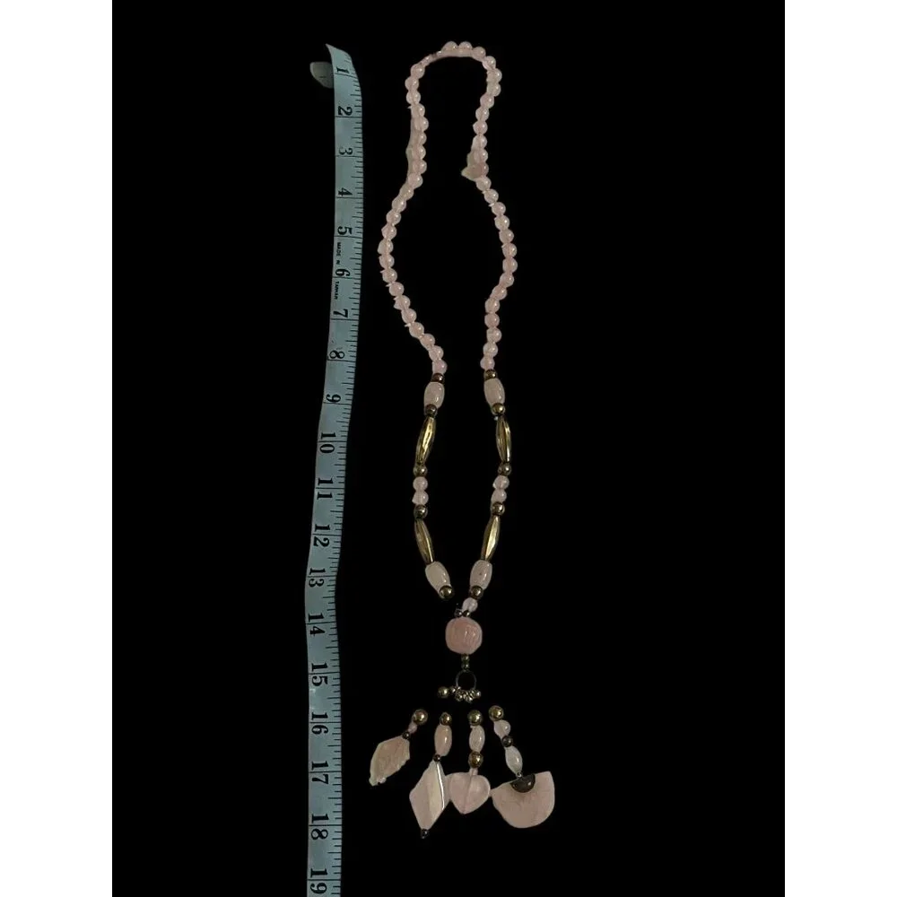 Vintage Rose Quartz Beaded Necklace w/Charms & Silver Accent Beads - Picture 16 of 16
